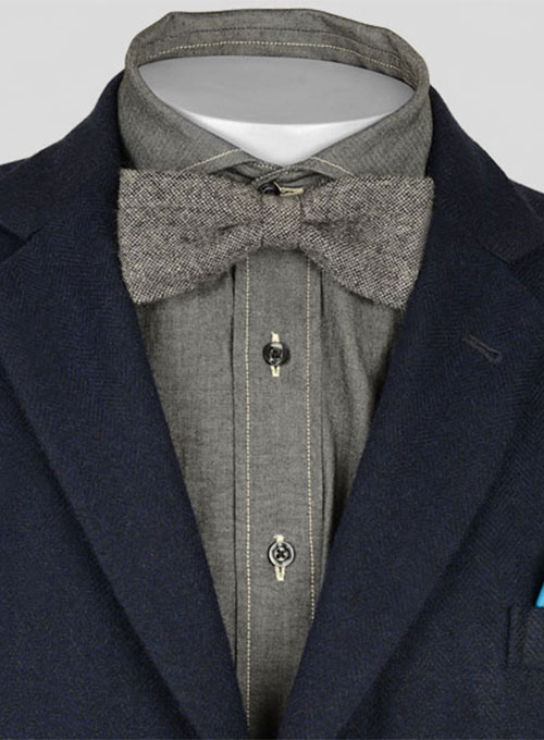 Deep Blue Herringbone Tweed Jacket - Click Image to Close