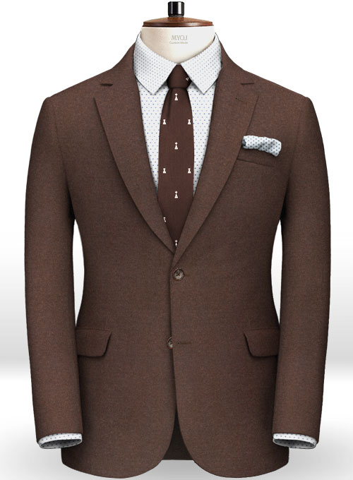 Dark Brown Flannel  Wool Suit