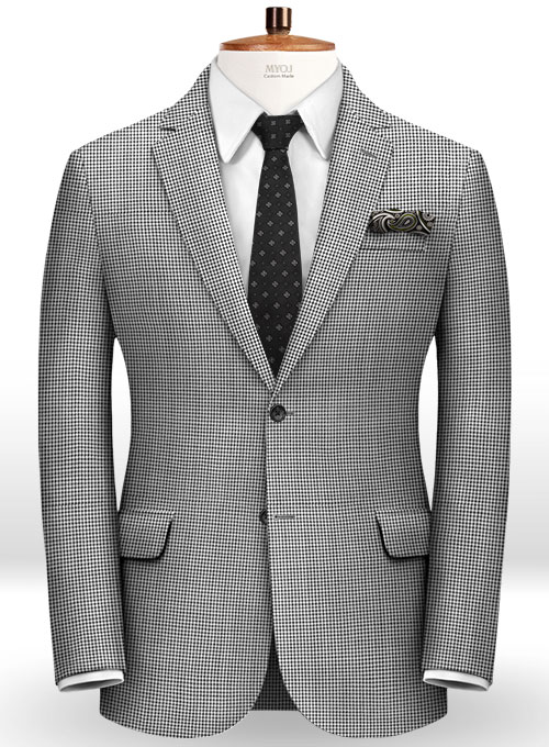 Dogtooth Wool Light Gray Suit