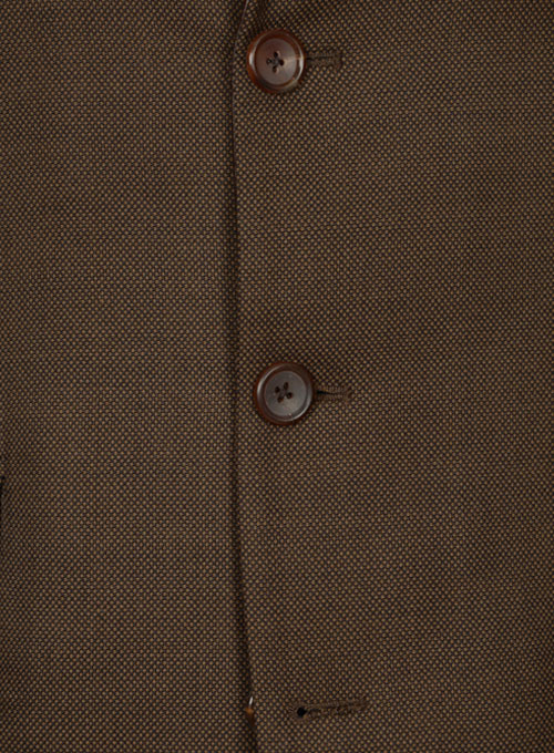 Empire Nail Head Brown Wool Jacket With Leather Lapel