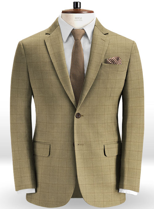 Glen Stretch Cotton Beige Suit