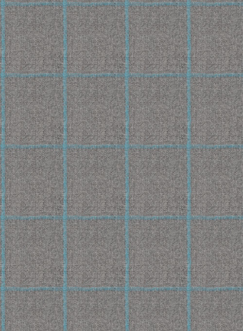 Gray Blue Windowpane Flannel Wool Suit