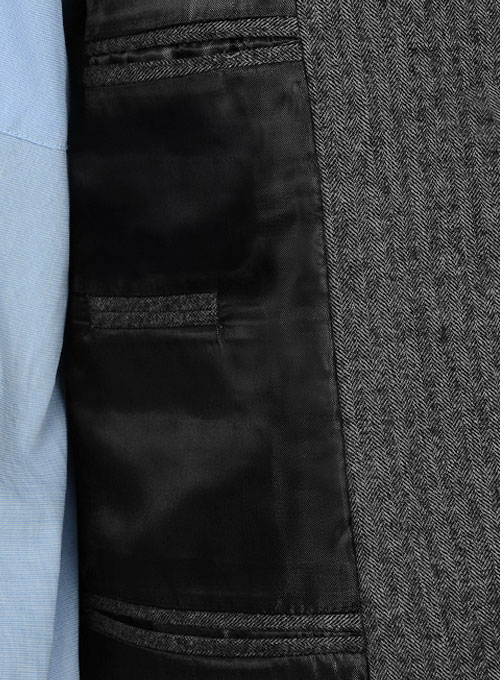 Herringbone Gray Flannel Wool Jacket - Click Image to Close