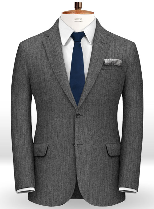 Herringbone Wool Mid Gray Suit