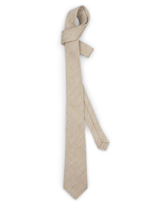 Italian Linen Tie - Denim Light Brown