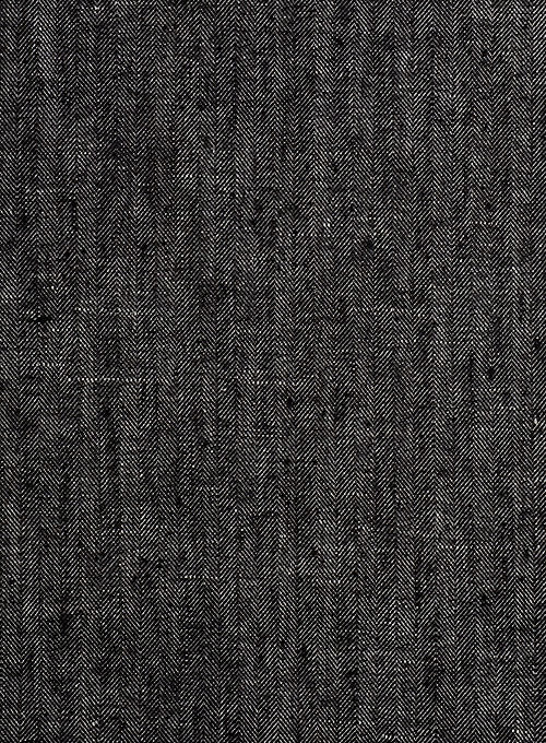 Italian Dark Gray Herringbone Linen Suit