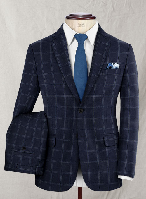 Reda Blue Checks Wool Suit