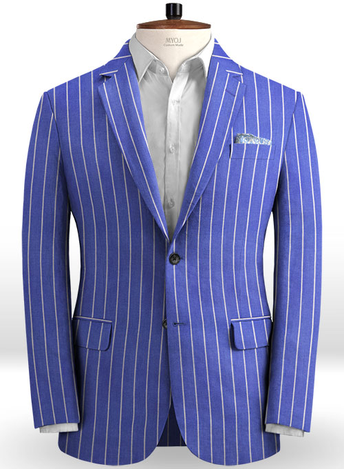 Italian Blue Stripe Linen Suit