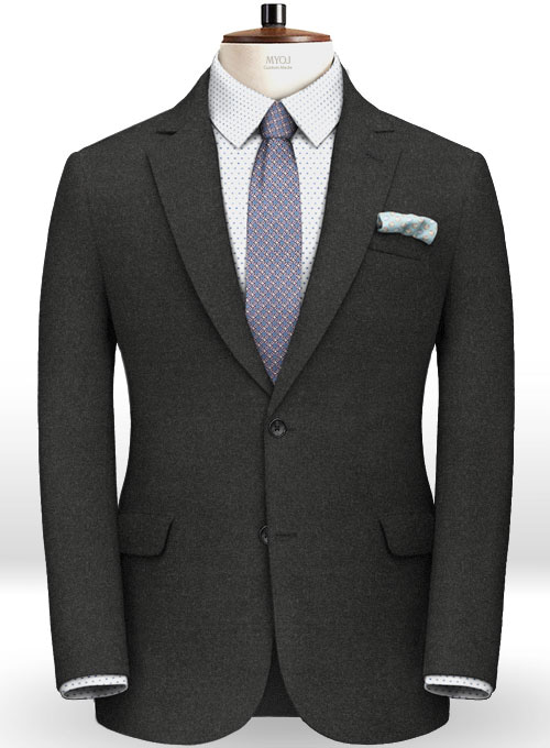 Italian Flannel Charcoal Wool Suit