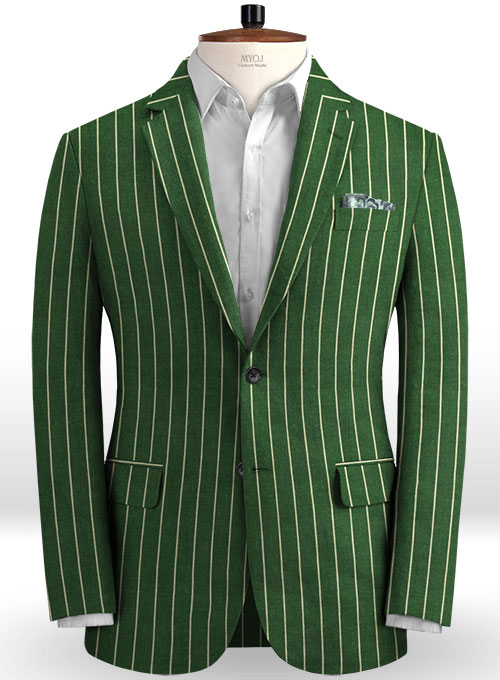 Italian Green Stripe Linen Suit