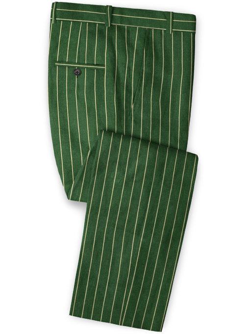 Italian Green Stripe Linen Suit