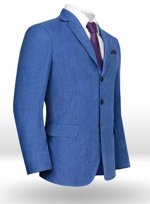 Italian Matte Blue Linen Jacket