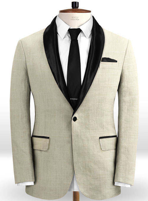 Italian Prima Beige Linen Tuxedo Suit
