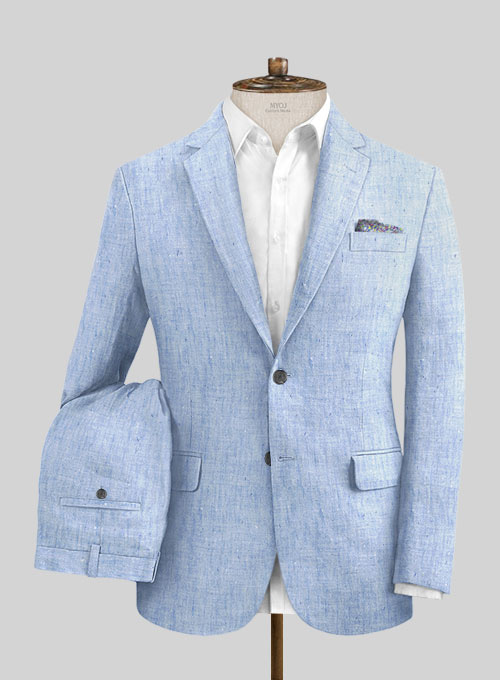 Italian Sky Blue Linen Suit