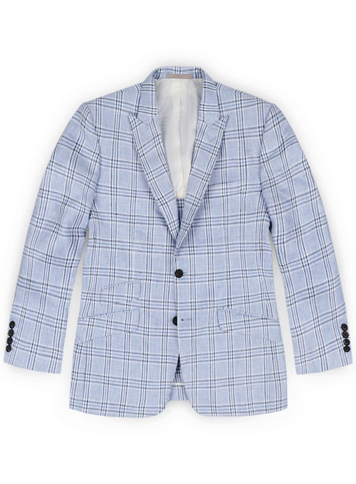 Italian Atlas Blue Linen Half Lined Jacket