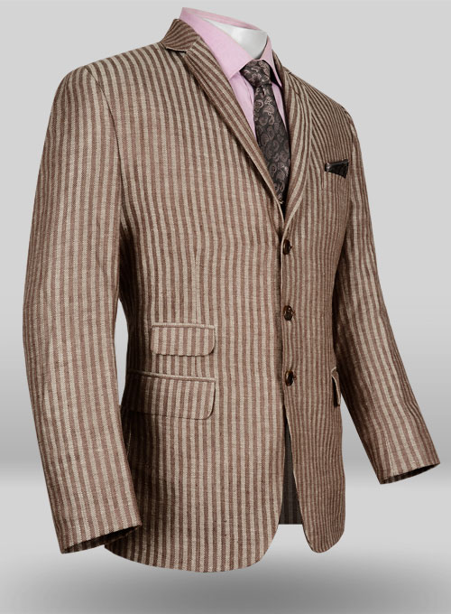 Italian Brown Stripe Linen Jacket