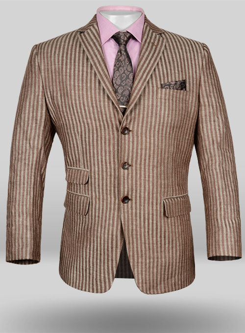 Italian Brown Stripe Linen Suit