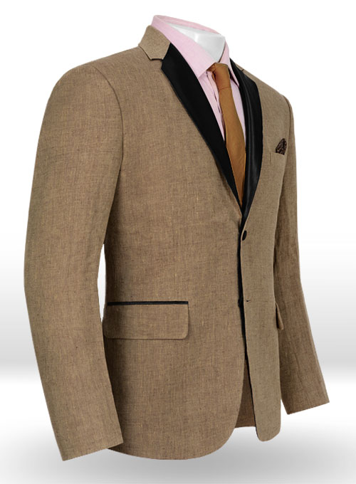 Italian Casa Brown Linen Tuxedo Jacket