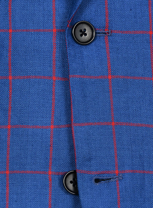 Italian Cobalt Checks Linen Jacket