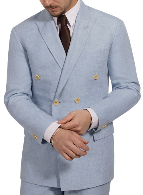 Italian Nile Blue Linen Suit - Click Image to Close