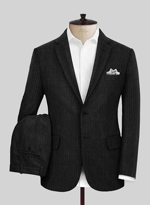 Light Weight Black Stripe Tweed Suit