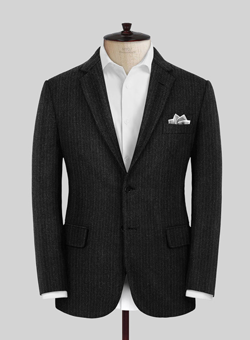 Light Weight Black Stripe Tweed Suit