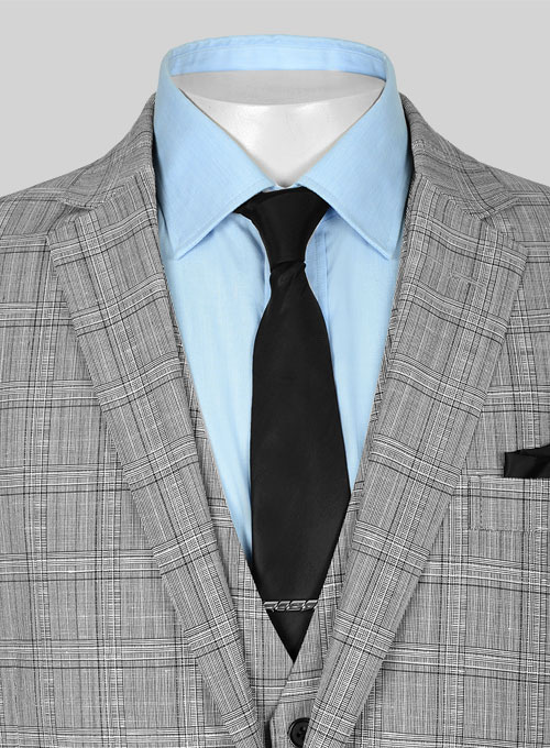 Light Gray Checks Wool Linen Suit