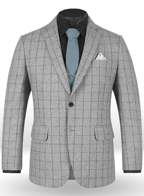 Light Weight Checks Gray Tweed Suit - Click Image to Close