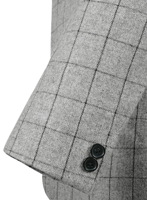 Light Weight Checks Gray Tweed Suit - Click Image to Close