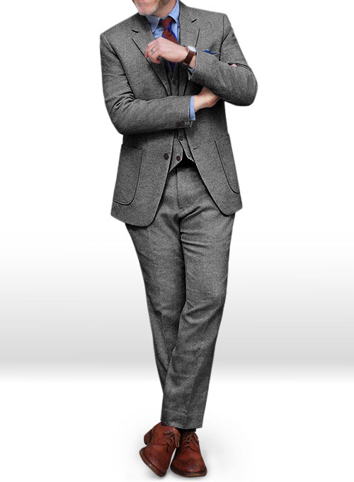 Light Weight Dark Gray Tweed Suit - Click Image to Close