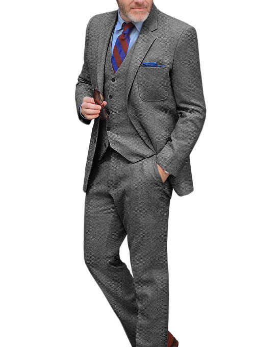 Light Weight Dark Gray Tweed Suit - Click Image to Close