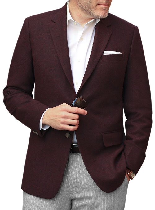 Light Weight Dark Maroon Tweed Jacket