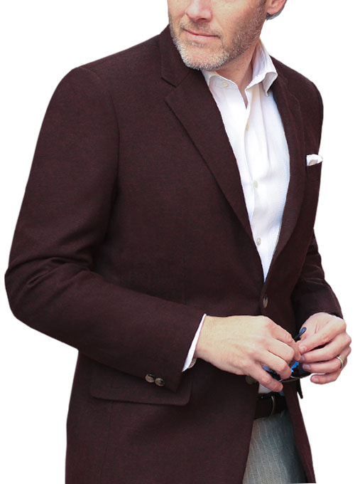 Light Weight Dark Maroon Tweed Jacket