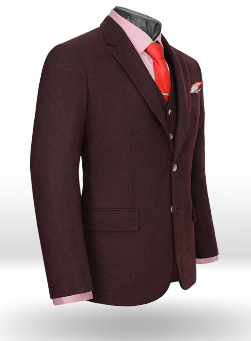 Light Weight Dark Maroon Tweed Jacket