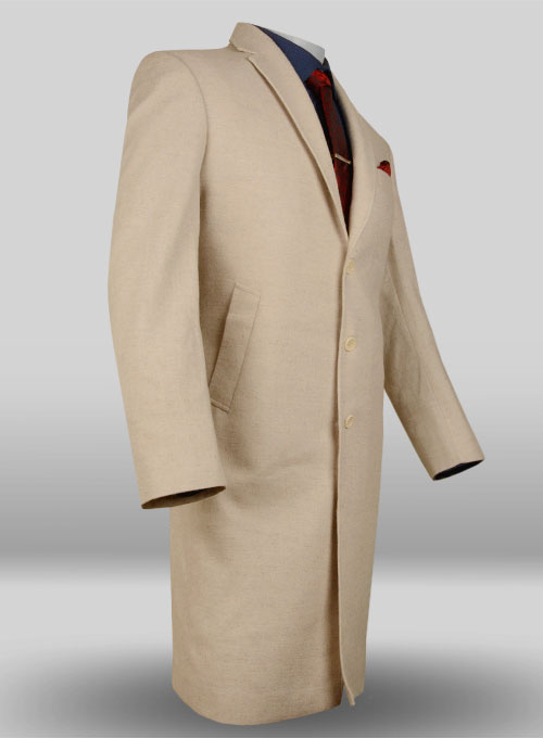 Light Weight Light Beige Tweed Long Coat