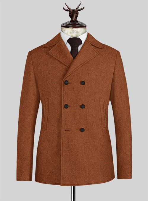 Melange Rust Tweed Pea Coat