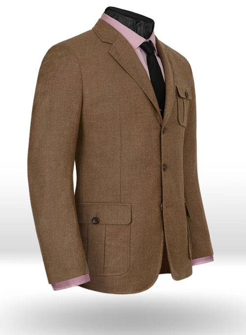 Mid Brown Flannel Wool Danish Style Sports Coat