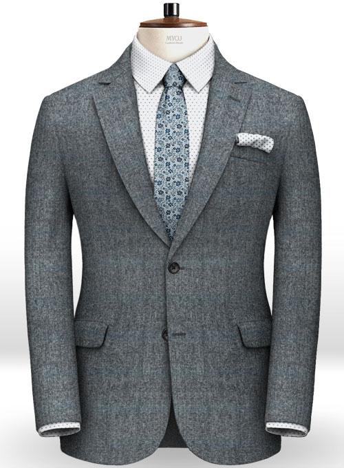 Milan Blue Feather Tweed Suit