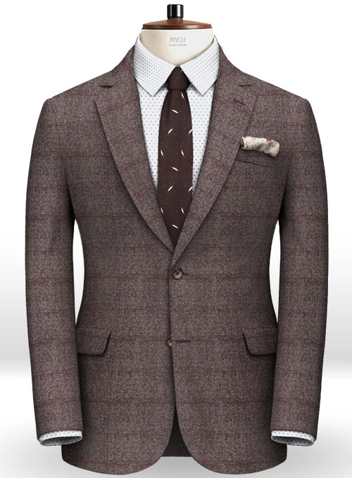 Milan Wine Feather Tweed Suit