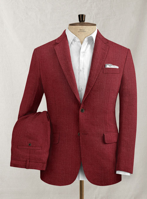 Moscow Maroon Pure Linen Suit