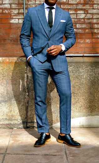 Napolean Blue Checks Wool Suit