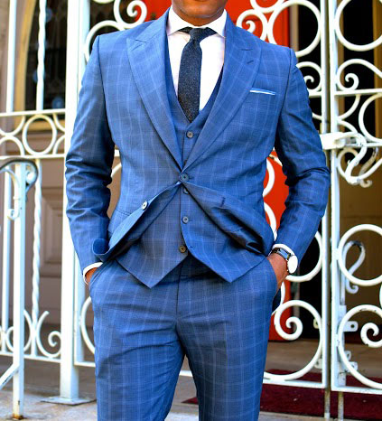 Napolean Blue Checks Wool Suit