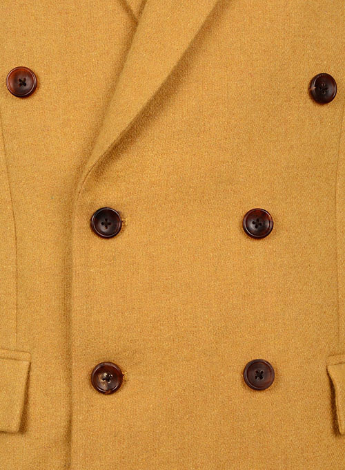 Naples Yellow Tweed Double Breasted Jacket - Click Image to Close