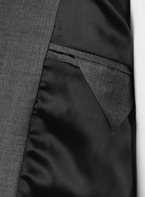 Napolean Mid Charcoal Wool Jacket - Black Trims