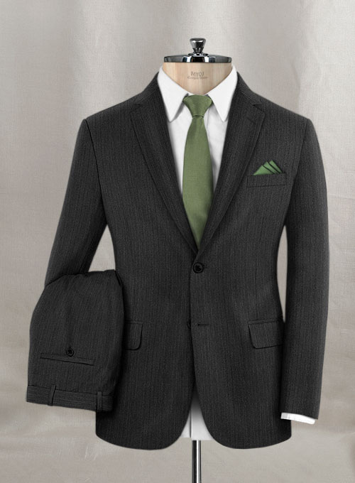 Napolean Charcoal Herringbone Wool Suit