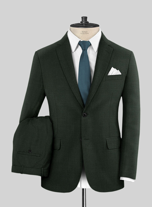 Napolean Stretch Dark Green Wool Suit