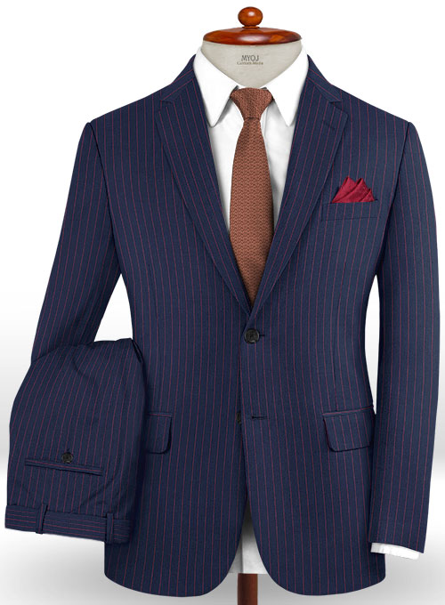 Napolean Stripo Blue Wool Suit