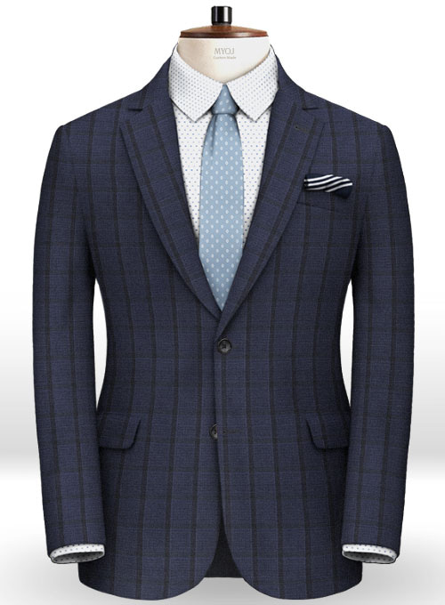 Napolean Tartan Space Blue Wool Suit