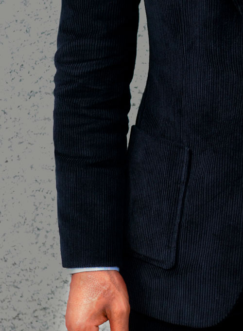 Navy Blue Thick Corduroy Suit - Click Image to Close