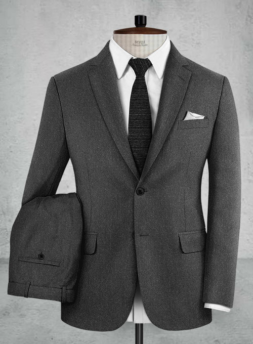 Reda Flannel Charcoal Wool Suit